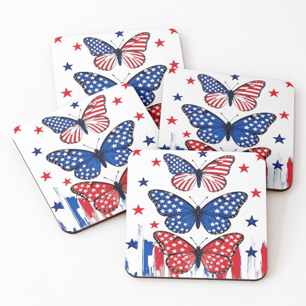Item preview, Patriotic Butterfly Trio with Stars and Red White Blue Paint designed and sold by DariaOltes.
