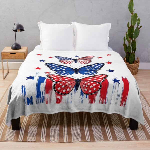 Item preview, Patriotic Butterfly Trio with Stars and Red White Blue Paint designed and sold by DariaOltes.