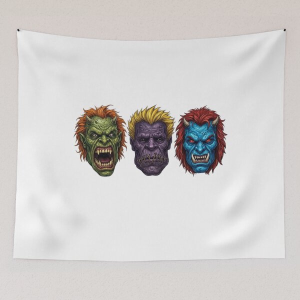 Item preview, Three Scary Monster Masks Set - Green, Purple, and Blue Creatures designed and sold by VibranPalette.