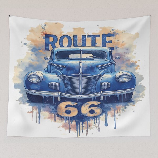 Item preview, Route 66 Classic Car Watercolor Splash | Vintage American Road Trip Art designed and sold by DigiArt8Design.
