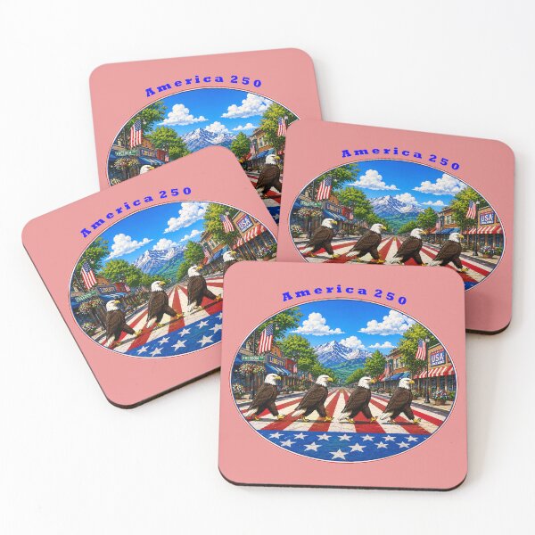 Item preview, America 250 Celebration with Four Bald Eagles Crossing the Road URM designed and sold by urmaddad.