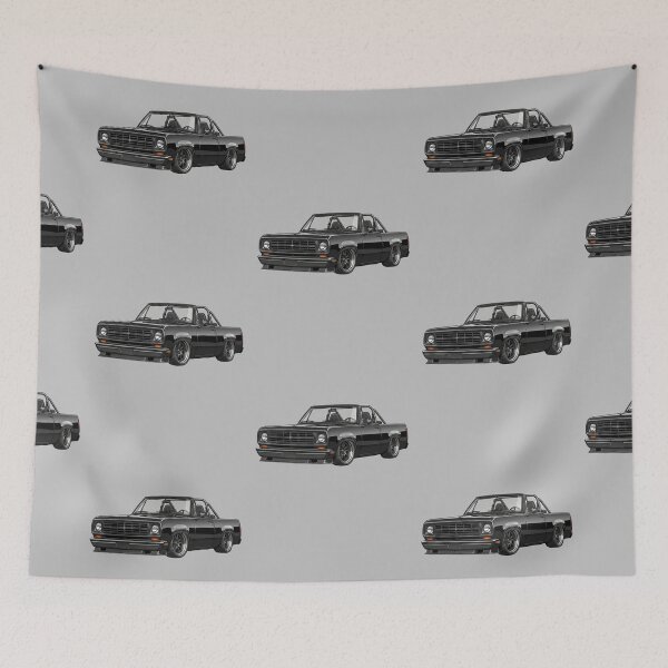 Item preview, Custom 1974 Dodge Ramcharger Lowered Black Vintage SUV Illustration designed and sold by Motorline44.
