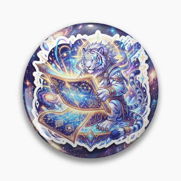 Item preview, Celestial White Tiger Mage Cosmic Scroll Fantasy Anime Sticker designed and sold by uegi.
