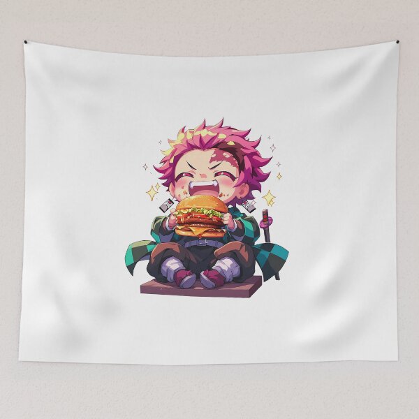 Item preview, Tanjiro Kamado Demon Slayer Anime Chibi Kawaii Burger Bright Joyful designed and sold by earlobejerk.
