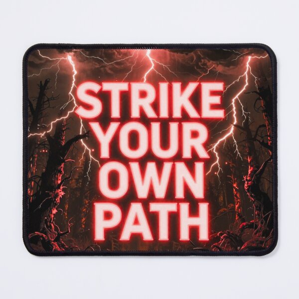 Item preview, Strike Your Own Path – Motivational Lightning Quote | Dark Forest Inspiration Typography designed and sold by DervoTeck2767.