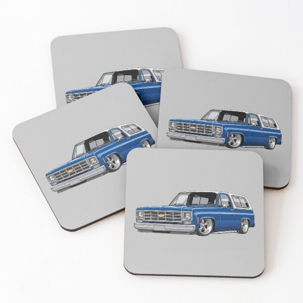 Item preview, Custom 1975 Chevrolet Blazer K5 Lowered Blue Vintage SUV Illustration designed and sold by Motorline44.