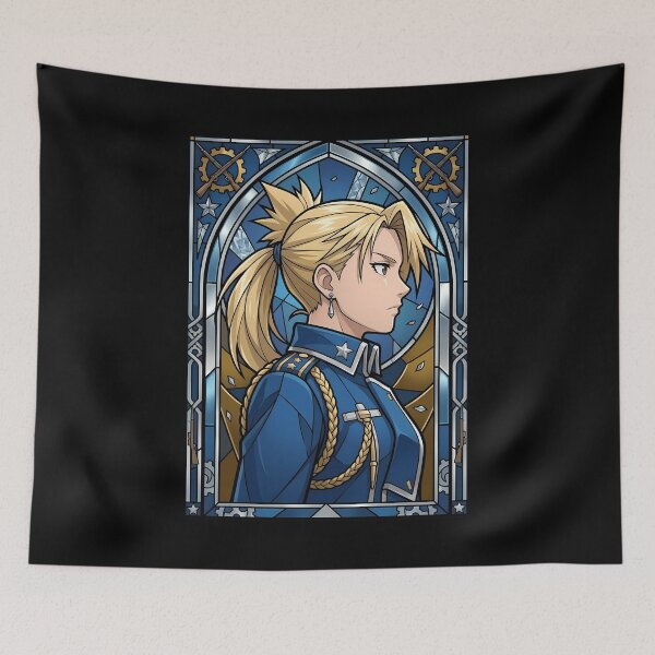 Item preview, Riza Hawkeye Fullmetal Alchemist Blue Military Stained Glass designed and sold by mildaclairmo.