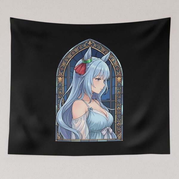 Item preview, Mejiro Ardan Uma Musume Elegant Blue Stained Glass Horse Girl designed and sold by mildaclairmo.