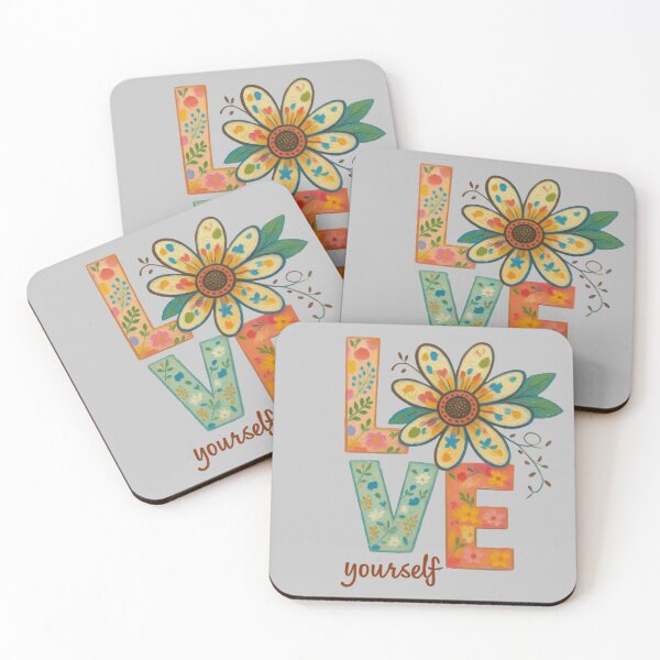 Item preview, Love Yourself Floral Acrylic Paint Typography designed and sold by UUniqueIImprint.