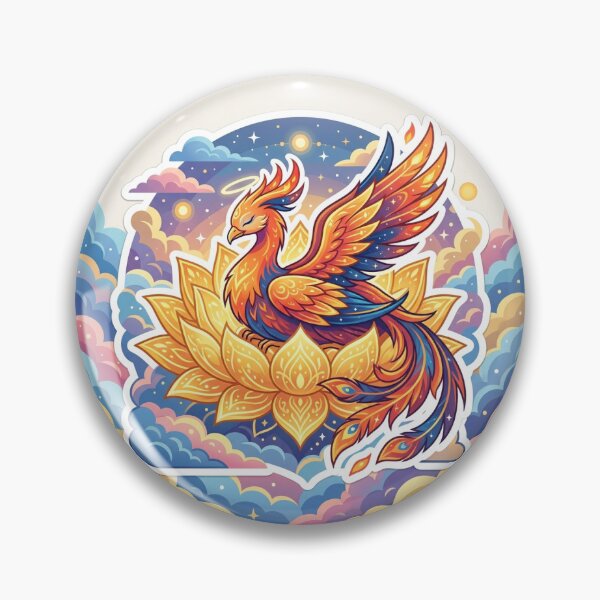 Item preview, Divine Mythical Firebird Phoenix on Golden Lotus Sticker Anime Style designed and sold by uegi.