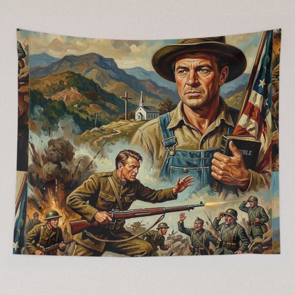 Item preview, Sergeant York Retro WWI Military Biographical Drama Tribute Art Movie Poster designed and sold by Art's Diner.