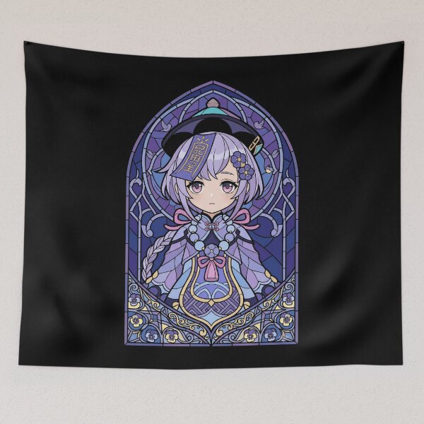 Item preview, Qiqi Genshin Impact Purple Stained Glass Floral Shrine designed and sold by mildaclairmo.