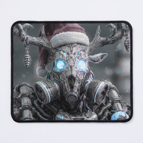 Item preview, TOCOCLAWS Frostbite Protocol: Cyberpunk Gas Mask Deer Throw Pillow designed and sold by TOCOCLAWS.