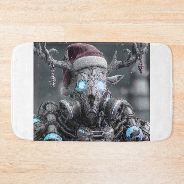 Item preview, TOCOCLAWS Frostbite Protocol: Cyberpunk Gas Mask Deer Throw Pillow designed and sold by TOCOCLAWS.