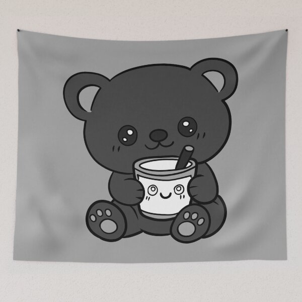 Item preview, Cute Kawaii Black Teddy Bear designed and sold by Phyllya Design.