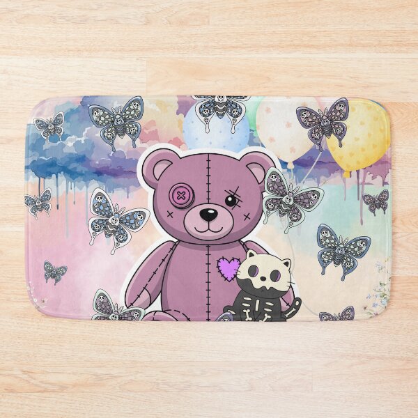 Item preview, Creepy Cute Pastel Goth Teddy Bear & Skeleton Kitten Dreamscape designed and sold by Side By Side Studio.