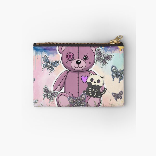 Item preview, Creepy Cute Pastel Goth Teddy Bear & Skeleton Kitten Dreamscape designed and sold by Side By Side Studio.