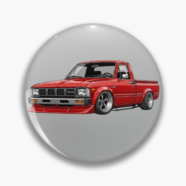 Item preview, Custom 1979 Toyota Hilux 4x4 Lowered Red Vintage Pickup Illustration designed and sold by Motorline44.