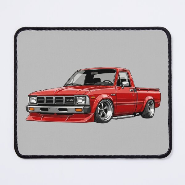 Item preview, Custom 1979 Toyota Hilux 4x4 Lowered Red Vintage Pickup Illustration designed and sold by Motorline44.