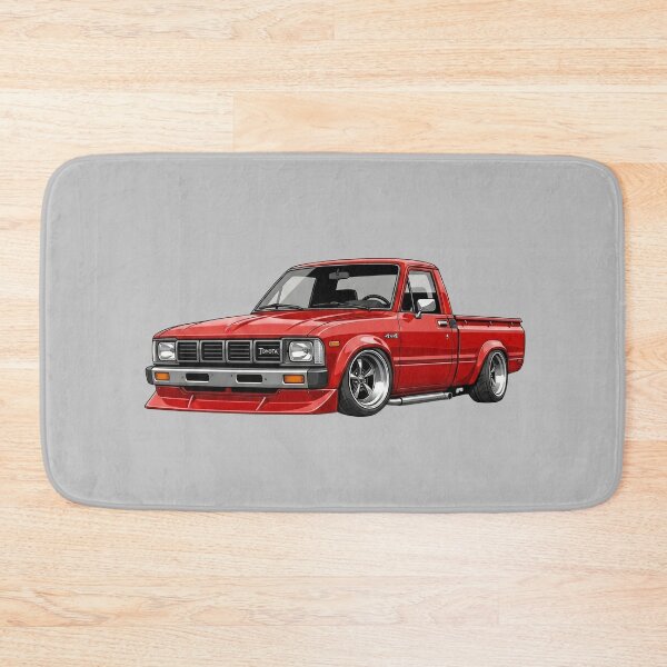 Item preview, Custom 1979 Toyota Hilux 4x4 Lowered Red Vintage Pickup Illustration designed and sold by Motorline44.