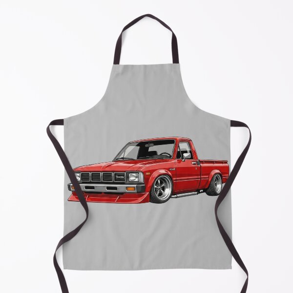 Item preview, Custom 1979 Toyota Hilux 4x4 Lowered Red Vintage Pickup Illustration designed and sold by Motorline44.