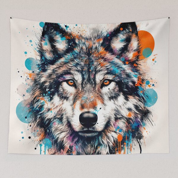 Item preview, Southwest Wolf Face In Turquoise-Blue Hues Design designed and sold by DEC02.