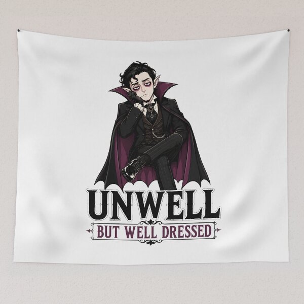 Item preview, Vampire Unwell But Well Dressed Goth Fashion Humor designed and sold by Artmares.