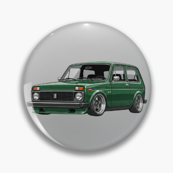 Item preview, Custom 1980 Lada Niva 4x4 Lowered Green Vintage SUV Illustration designed and sold by Motorline44.