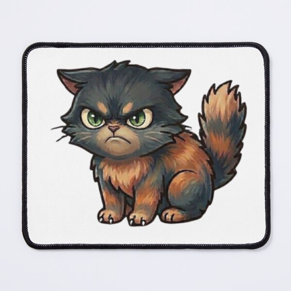 Item preview, Grumpy Fluffy Kitten-Minimalist Brown and Black Cat designed and sold by Northern Glow Art.