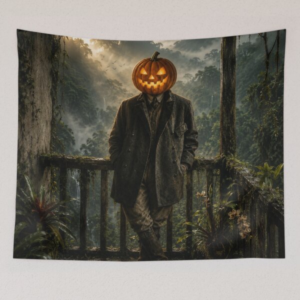Item preview, Headless Horseman Jungle Explorer – Tropical Halloween Fantasy Art designed and sold by TheHorsemanRidesAgain.
