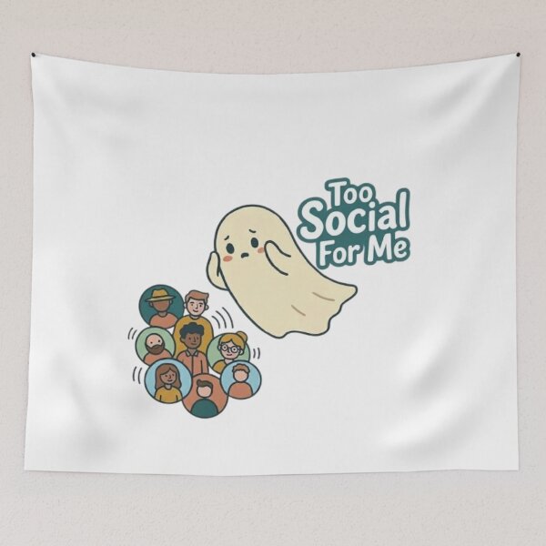 Item preview, Too Social For Me: Cute Ghost Introvert Design designed and sold by Northern Glow Art.