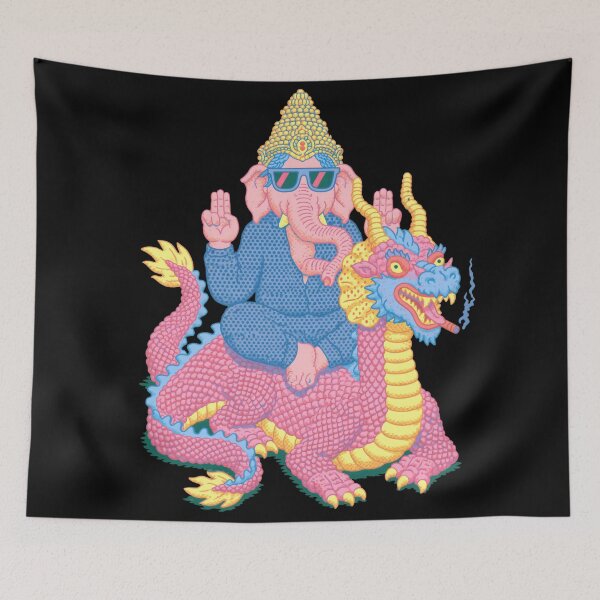 Item preview, Ganesha Riding Dragon Streetwear Pop Art designed and sold by PANNARUK THAILAND.