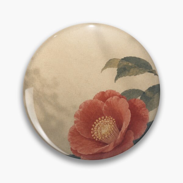 Item preview, Japanese Camellia Poster – Vermilion Ukiyo-e Inspired Floral Wall Art designed and sold by Yugen Veilshadow.