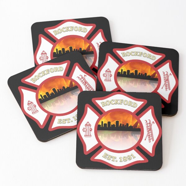 Artikelvorschau, Rockford Fire Department Skyline Blaze (White Background) entworfen und verkauft von BerlinerKatzen.