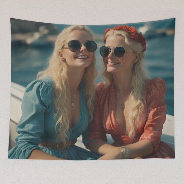 Item preview, Riviera Summer Elegance Blonde Women on Luxury Boat designed and sold by UmSkelig834.