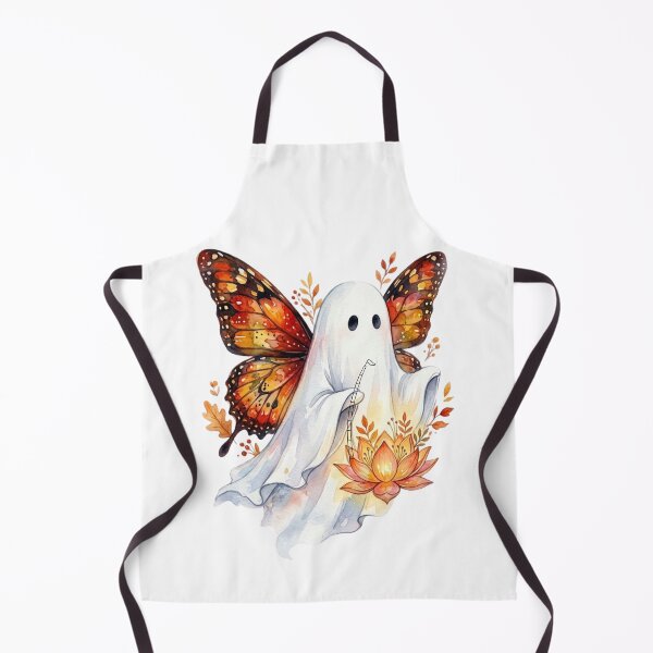 Item preview, Cute Watercolor Ghost with Autumn Butterfly Wings and Lotus Lamp designed and sold by VibranPalette.