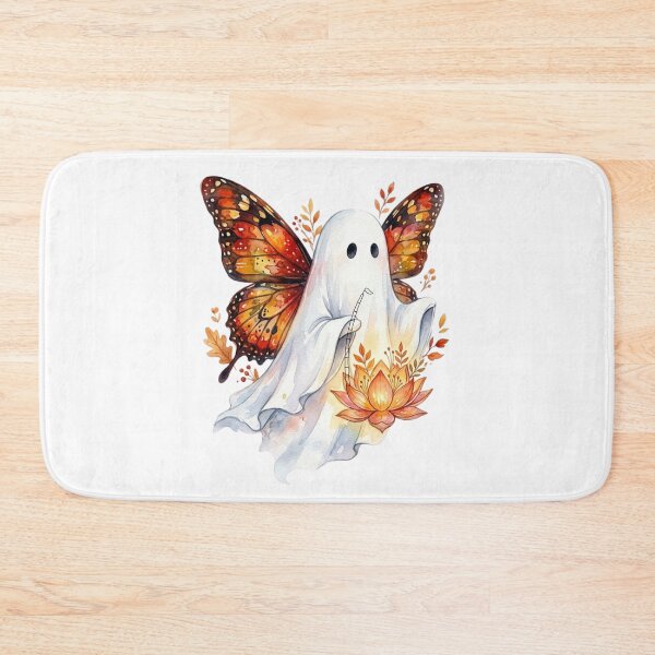 Item preview, Cute Watercolor Ghost with Autumn Butterfly Wings and Lotus Lamp designed and sold by VibranPalette.