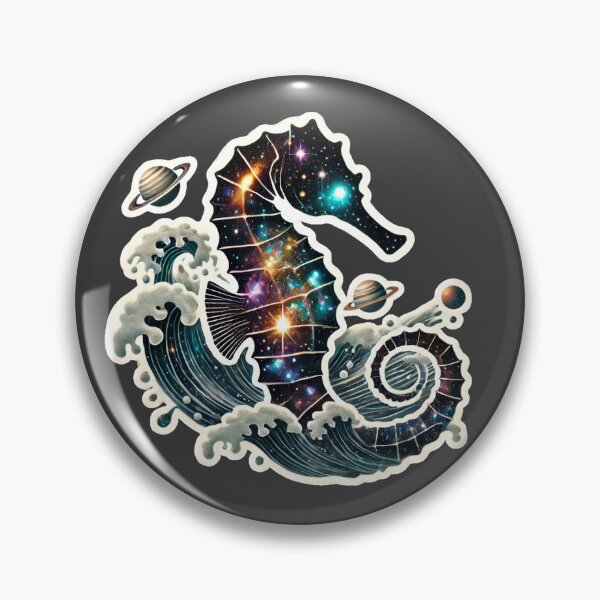 Item preview, Surreal Cosmic Seahorse Fantasy Galaxy Ocean Art Print designed and sold by PinUpPizzazz.