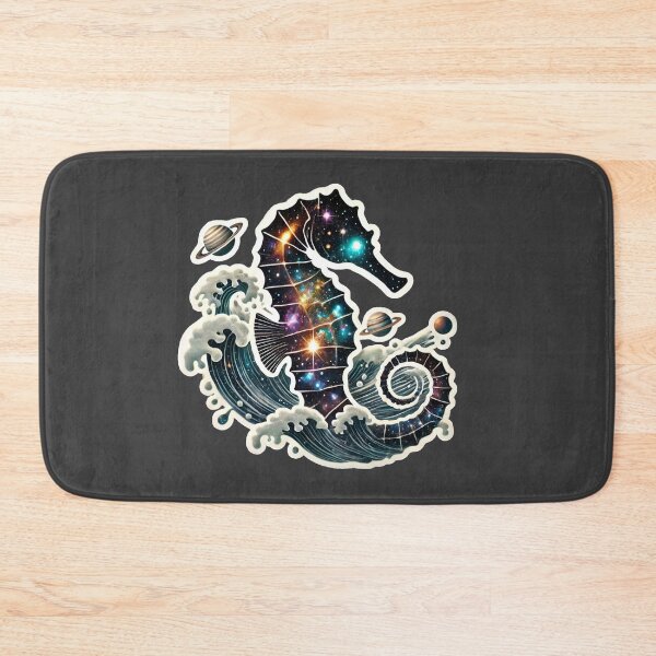 Item preview, Surreal Cosmic Seahorse Fantasy Galaxy Ocean Art Print designed and sold by PinUpPizzazz.