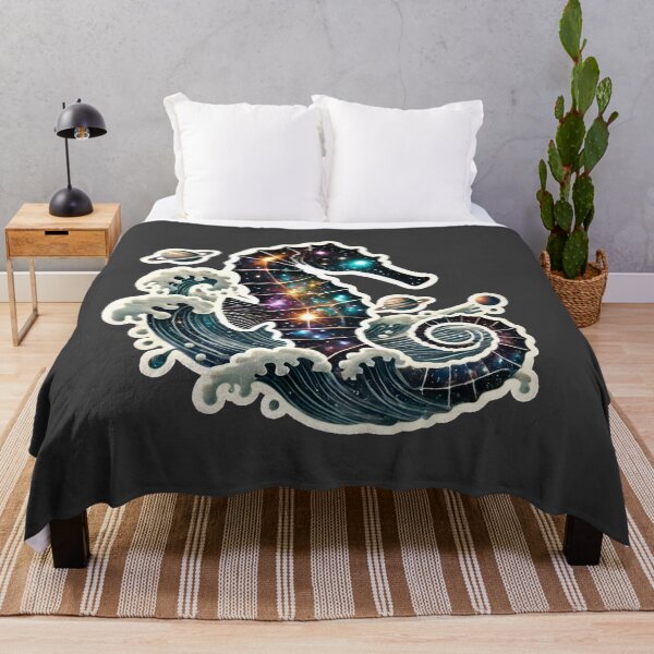 Item preview, Surreal Cosmic Seahorse Fantasy Galaxy Ocean Art Print designed and sold by PinUpPizzazz.
