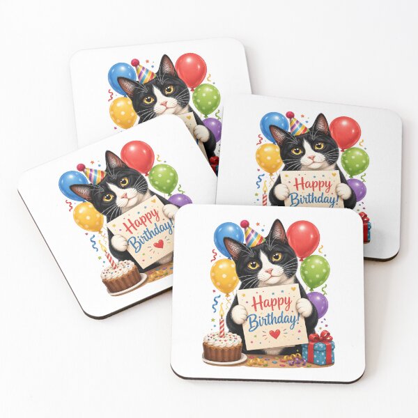 Item preview, Tuxedo Cat Happy Birthday designed and sold by Myra365Art.