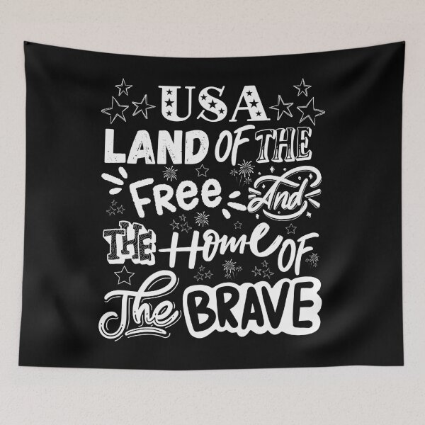 Item preview, USA Land of the Free Home of the Brave — Patriotic Typography American Pride Design White designed and sold by GFamilyC.