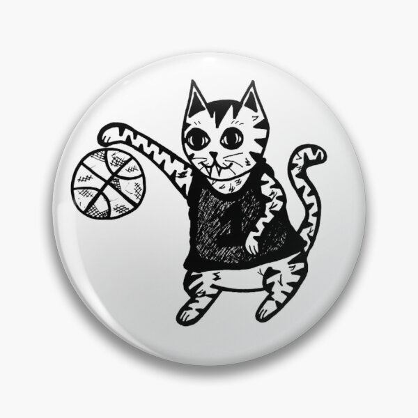 Item preview, Greyscale Kitty Cat Playing Basketball designed and sold by KayTurtless.