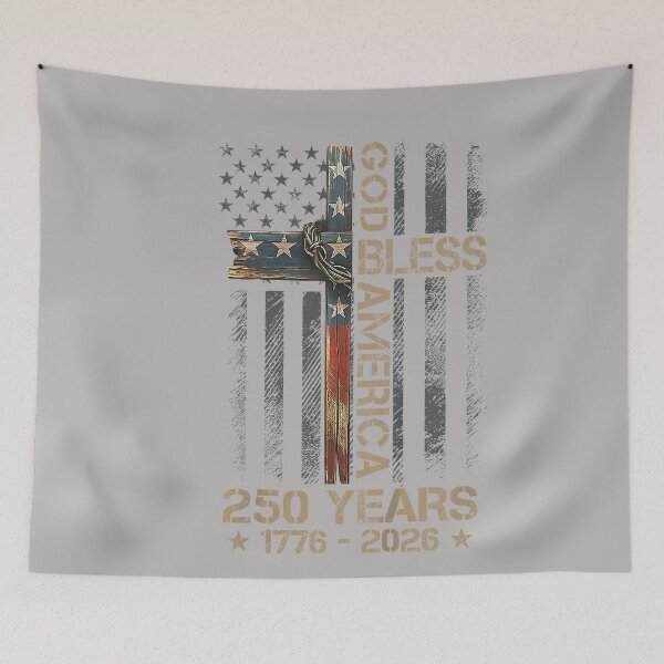 Item preview, God Bless America Christian Cross Flag 250 Years 1776 2026_2 designed and sold by GreggRoss.
