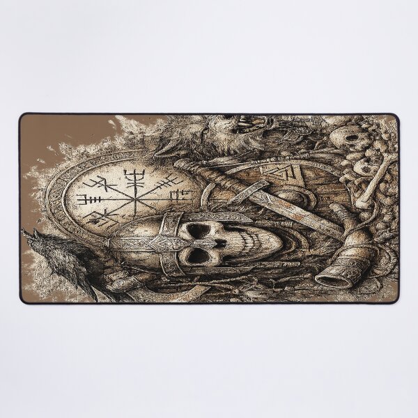 Item preview, Viking Skull with Raven & Wolf – Norse Ancient Symbols designed and sold by Alchemy Forge.