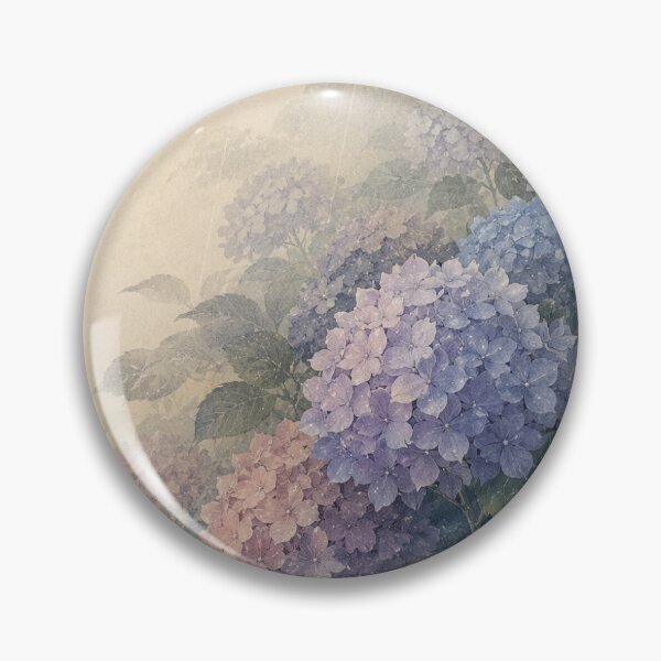 Item preview, Japanese Hydrangea Poster – Indigo Rain Ukiyo-e Inspired Floral Wall Art designed and sold by Yugen Veilshadow.