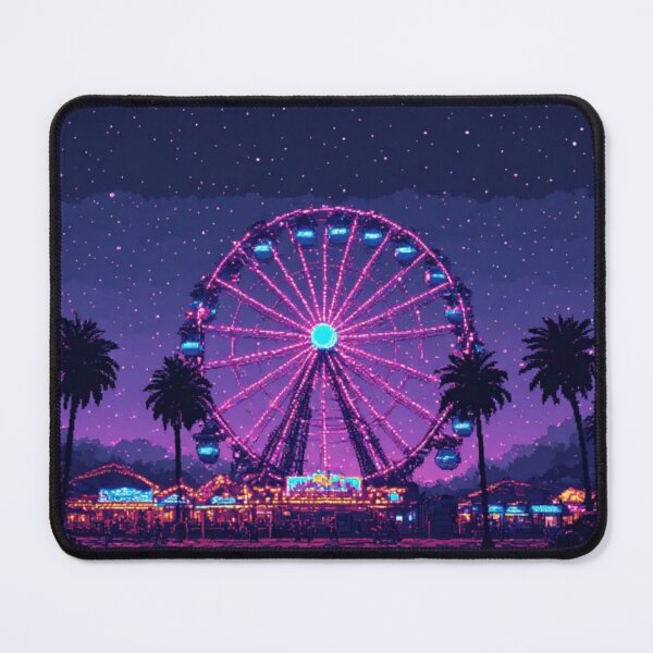 Item preview, Retro Summer Fair Ferris Wheel Neon Pixel Art designed and sold by thepixelcloset.