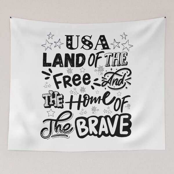 Item preview, USA Land of the Free Home of the Brave — Patriotic Typography American Pride Design Black designed and sold by GFamilyC.