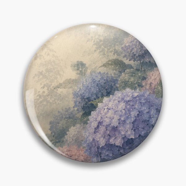 Item preview, Japanese Hydrangea Poster – Rain Garden Ukiyo-e Inspired Floral Wall Art designed and sold by Yugen Veilshadow.