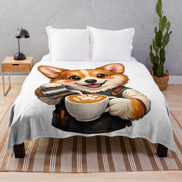Item preview, Cute Corgi Barista Latte Art Premium Coffee Dog Illustration designed and sold by builtforyou.